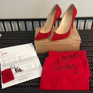 Christian louboutin red suede pigalle follies